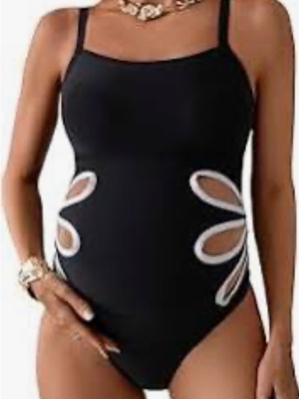 Maturity black one-piece swimsuit